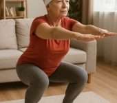 Older lady squat exercise