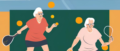 Seniors Playing Pickleball